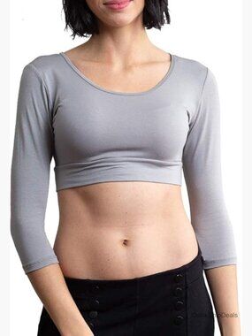 3/4 Sleeve Layering Tee Demi Cami Crop Top Reversible Nursing Maternity XS-6X